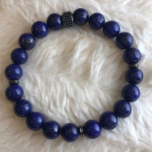 Handmade Blue Lapis Lazuli Stretch Women Bracelet
